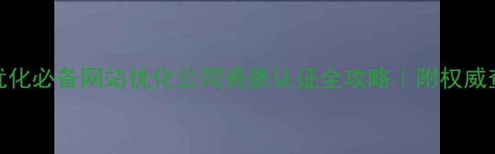 图片 百度SEO优化必备网站优化公司资质认证全攻略｜附权威查询指南2