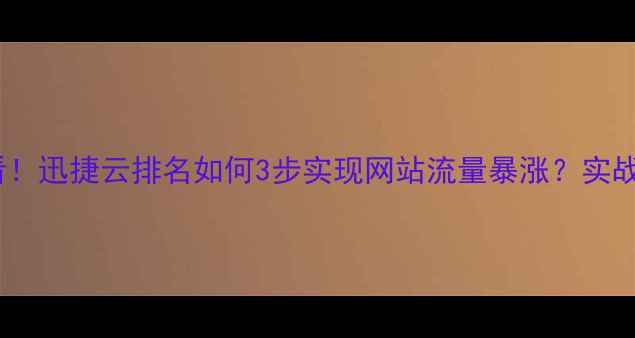 图片 百度SEO优化必看！迅捷云排名如何3步实现网站流量暴涨？实战指南+工具测评1