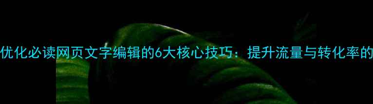 图片 百度SEO优化必读网页文字编辑的6大核心技巧：提升流量与转化率的全攻略2