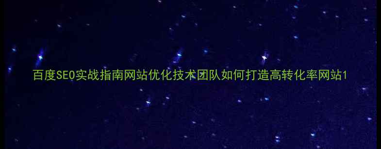 图片 百度SEO实战指南网站优化技术团队如何打造高转化率网站1