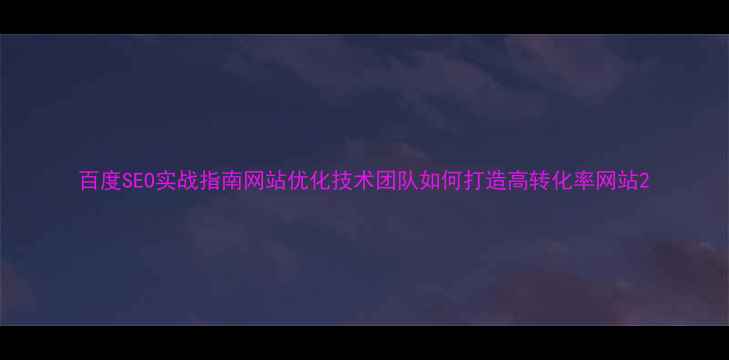 图片 百度SEO实战指南网站优化技术团队如何打造高转化率网站2