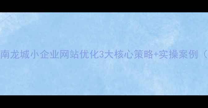 图片 百度SEO实战指南龙城小企业网站优化3大核心策略+实操案例（附诊断工具）1