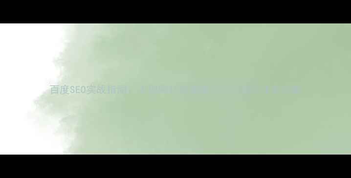 图片 百度SEO实战指南：大型网站流量提升与性能优化全攻略