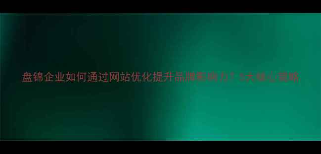 图片 盘锦企业如何通过网站优化提升品牌影响力？5大核心策略