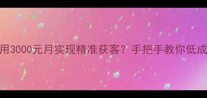 图片 石家庄网络小公司如何用3000元月实现精准获客？手把手教你低成本打造本地化线上品牌