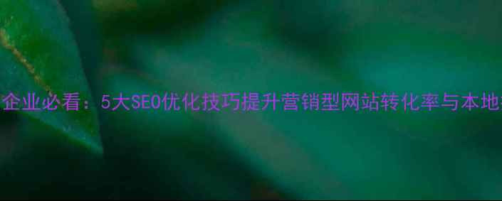 图片 绵阳企业必看：5大SEO优化技巧提升营销型网站转化率与本地排名