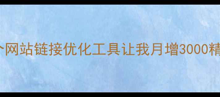 图片 网站优化SEO干货流量密码5个网站链接优化工具让我月增3000精准流量！附保姆级使用教程2