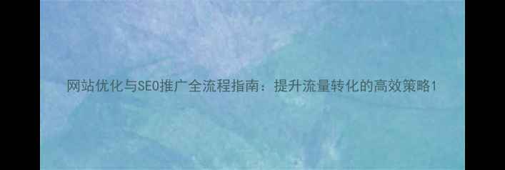 图片 网站优化与SEO推广全流程指南：提升流量转化的高效策略1