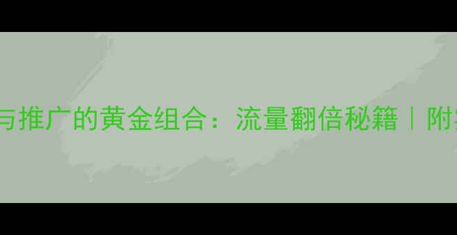 图片 网站优化与推广的黄金组合：流量翻倍秘籍｜附实操指南2