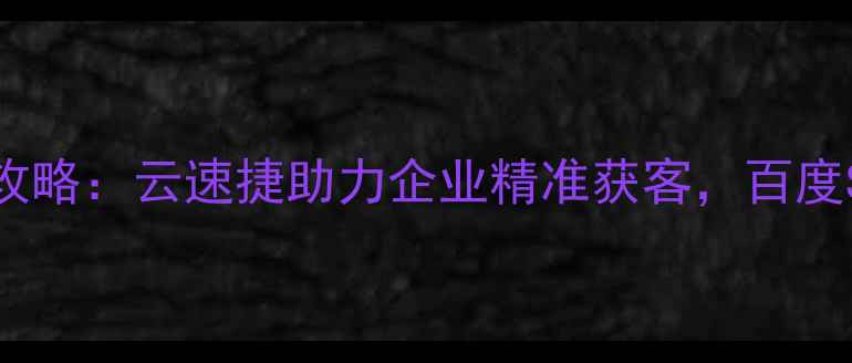 图片 网站优化全攻略：云速捷助力企业精准获客，百度SEO实战指南