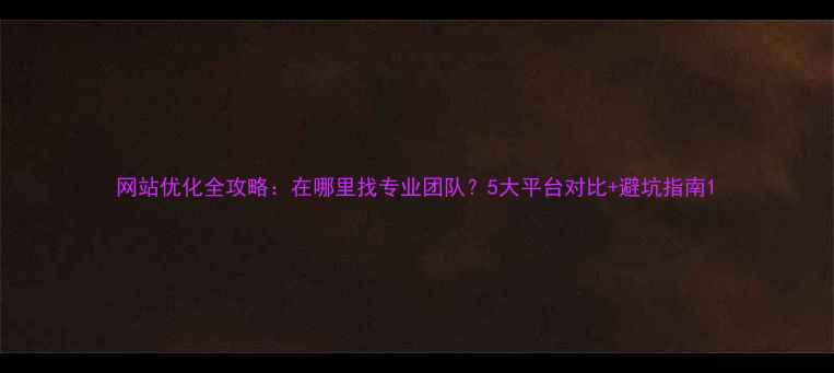图片 网站优化全攻略：在哪里找专业团队？5大平台对比+避坑指南1