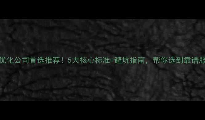 图片 网站优化公司首选推荐！5大核心标准+避坑指南，帮你选到靠谱服务商