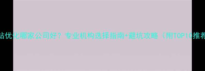 图片 网站优化哪家公司好？专业机构选择指南+避坑攻略（附TOP10推荐）