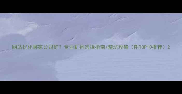 图片 网站优化哪家公司好？专业机构选择指南+避坑攻略（附TOP10推荐）2