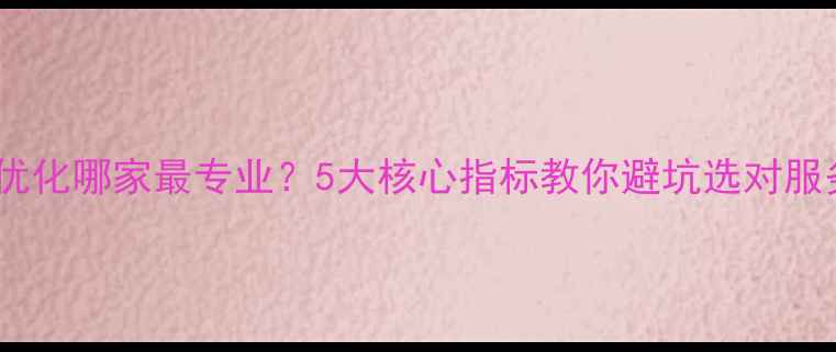 图片 网站优化哪家最专业？5大核心指标教你避坑选对服务商1