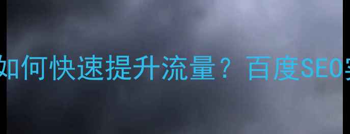 图片 网站优化如何快速提升流量？百度SEO实战指南2