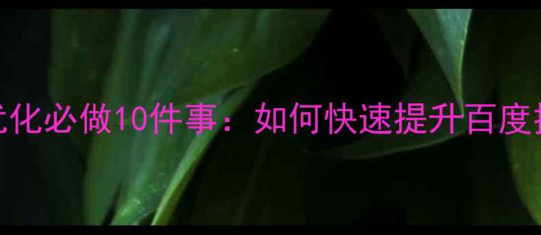 图片 网站优化必做10件事：如何快速提升百度排名？