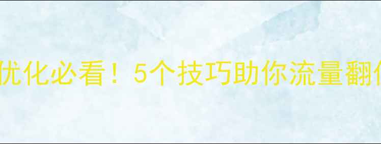图片 网站优化必看！5个技巧助你流量翻倍🔥2
