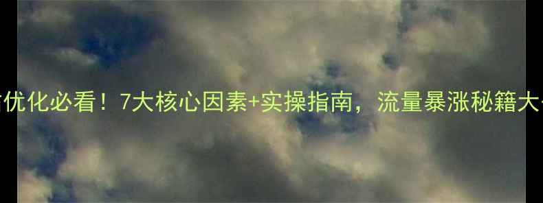 图片 网站优化必看！7大核心因素+实操指南，流量暴涨秘籍大公开