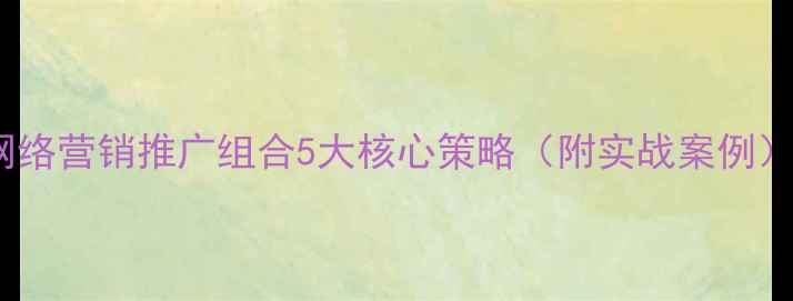 图片 网站优化必看！网络营销推广组合5大核心策略（附实战案例）｜流量暴涨秘籍1