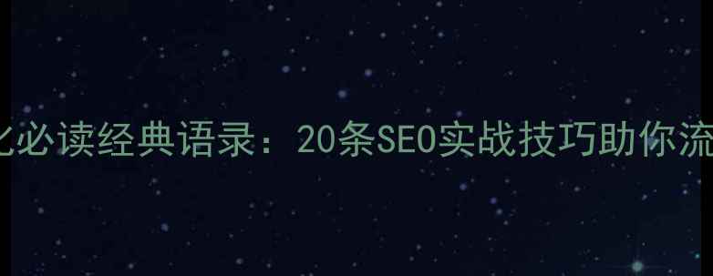 图片 网站优化必读经典语录：20条SEO实战技巧助你流量翻倍1