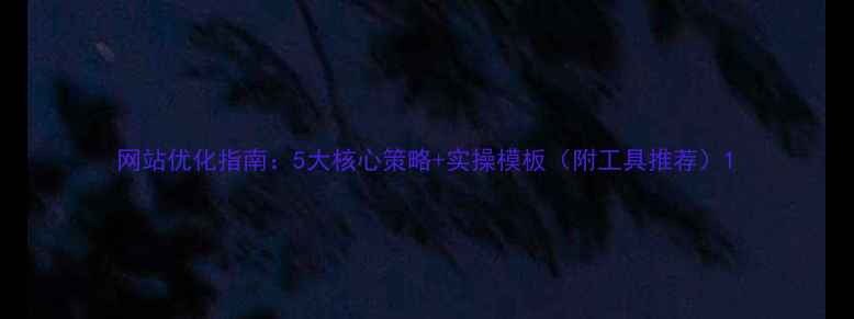 图片 网站优化指南：5大核心策略+实操模板（附工具推荐）1