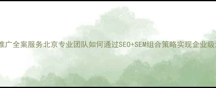 图片 网站优化推广全案服务北京专业团队如何通过SEO+SEM组合策略实现企业级流量增长1