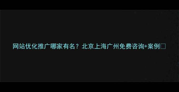 图片 网站优化推广哪家有名？北京上海广州免费咨询+案例✨