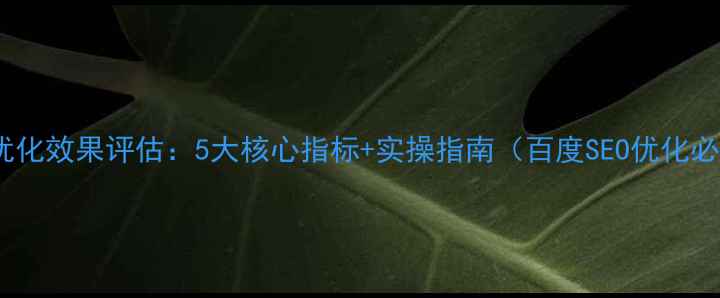 图片 网站优化效果评估：5大核心指标+实操指南（百度SEO优化必看）2