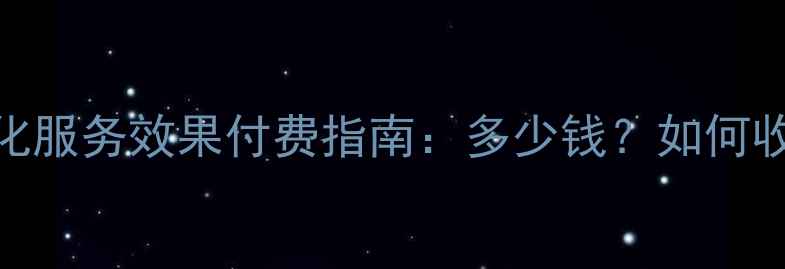 图片 网站优化服务效果付费指南：多少钱？如何收费？全
