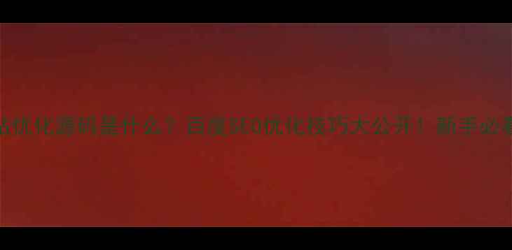 图片 网站优化源码是什么？百度SEO优化技巧大公开！新手必看🔥