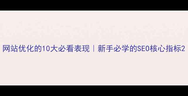 图片 网站优化的10大必看表现｜新手必学的SEO核心指标2