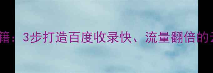 图片 网站优化秘籍：3步打造百度收录快、流量翻倍的云速捷方案2