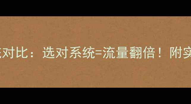 图片 网站优化系统对比：选对系统=流量翻倍！附实战避坑指南1