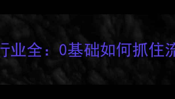 图片 网站优化行业全：0基础如何抓住流量红利？