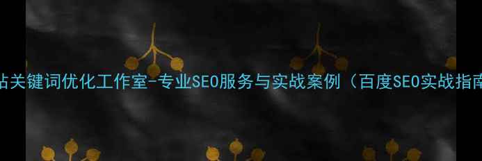 图片 网站关键词优化工作室-专业SEO服务与实战案例（百度SEO实战指南）