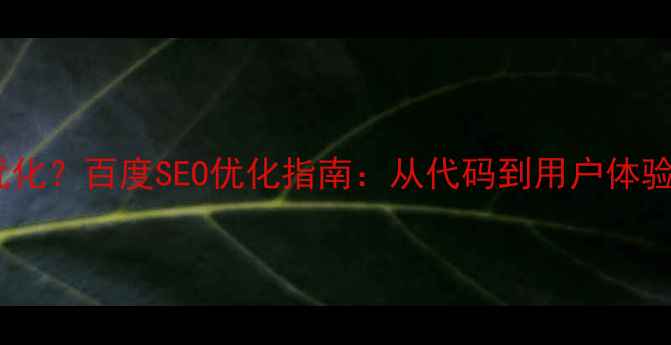 图片 网站兼容性差如何优化？百度SEO优化指南：从代码到用户体验的全链路解决方案1