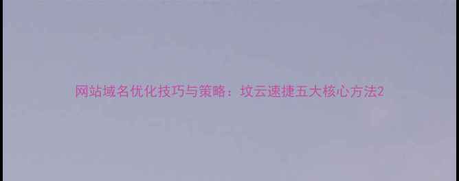 图片 网站域名优化技巧与策略：坟云速捷五大核心方法2