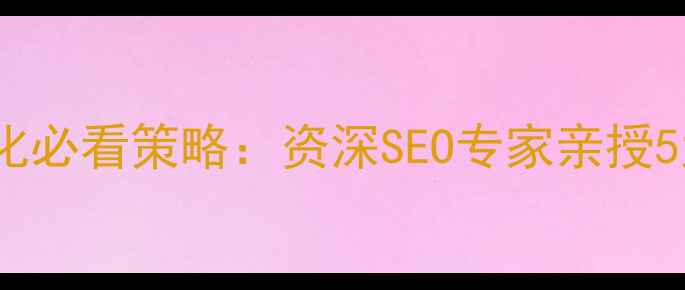 图片 网站排名优化必看策略：资深SEO专家亲授5大核心技巧1