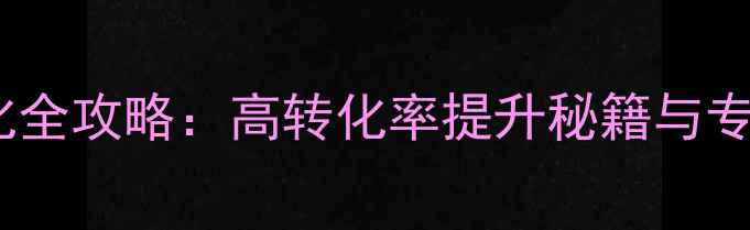 图片 网站推广优化全攻略：高转化率提升秘籍与专业服务通道1