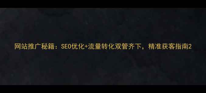 图片 网站推广秘籍：SEO优化+流量转化双管齐下，精准获客指南2