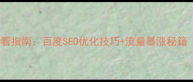 图片 网站搜索优化必看指南：百度SEO优化技巧+流量暴涨秘籍（附免费工具）1