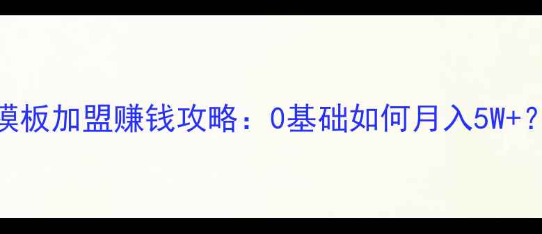 图片 网站模板加盟赚钱攻略：0基础如何月入5W+？💰🚀