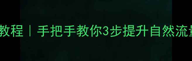 图片 网站流量优化保姆级教程｜手把手教你3步提升自然流量（附实操案例）🔥2
