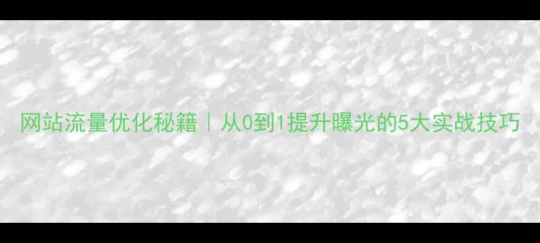 图片 网站流量优化秘籍｜从0到1提升曝光的5大实战技巧