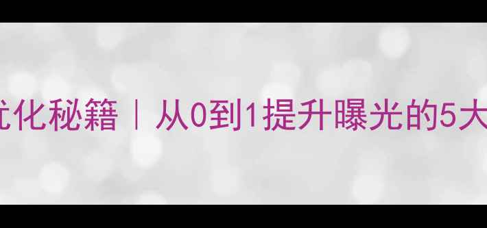图片 网站流量优化秘籍｜从0到1提升曝光的5大实战技巧2