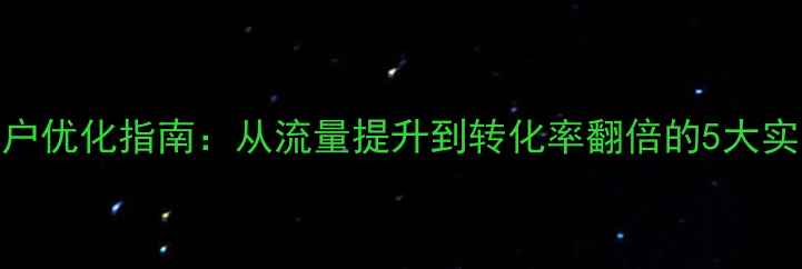图片 网站用户优化指南：从流量提升到转化率翻倍的5大实战策略