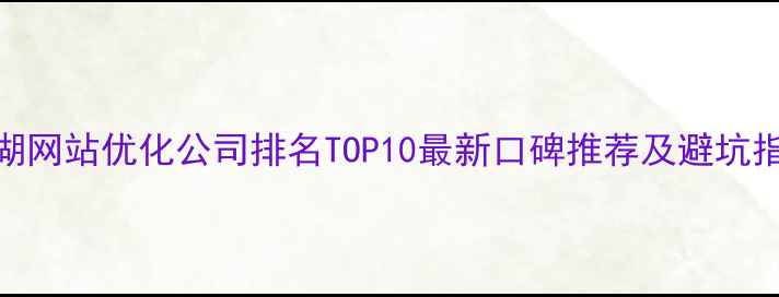 图片 芜湖网站优化公司排名TOP10最新口碑推荐及避坑指南