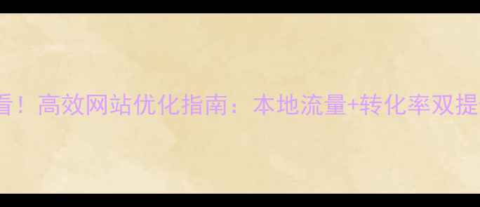 图片 芝罘企业必看！高效网站优化指南：本地流量+转化率双提升实战攻略1