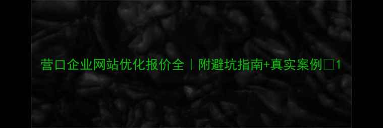 图片 营口企业网站优化报价全｜附避坑指南+真实案例💰1
